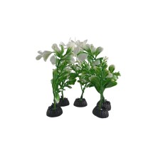 Decoración plantas artificiales verde y blanco - pack x5